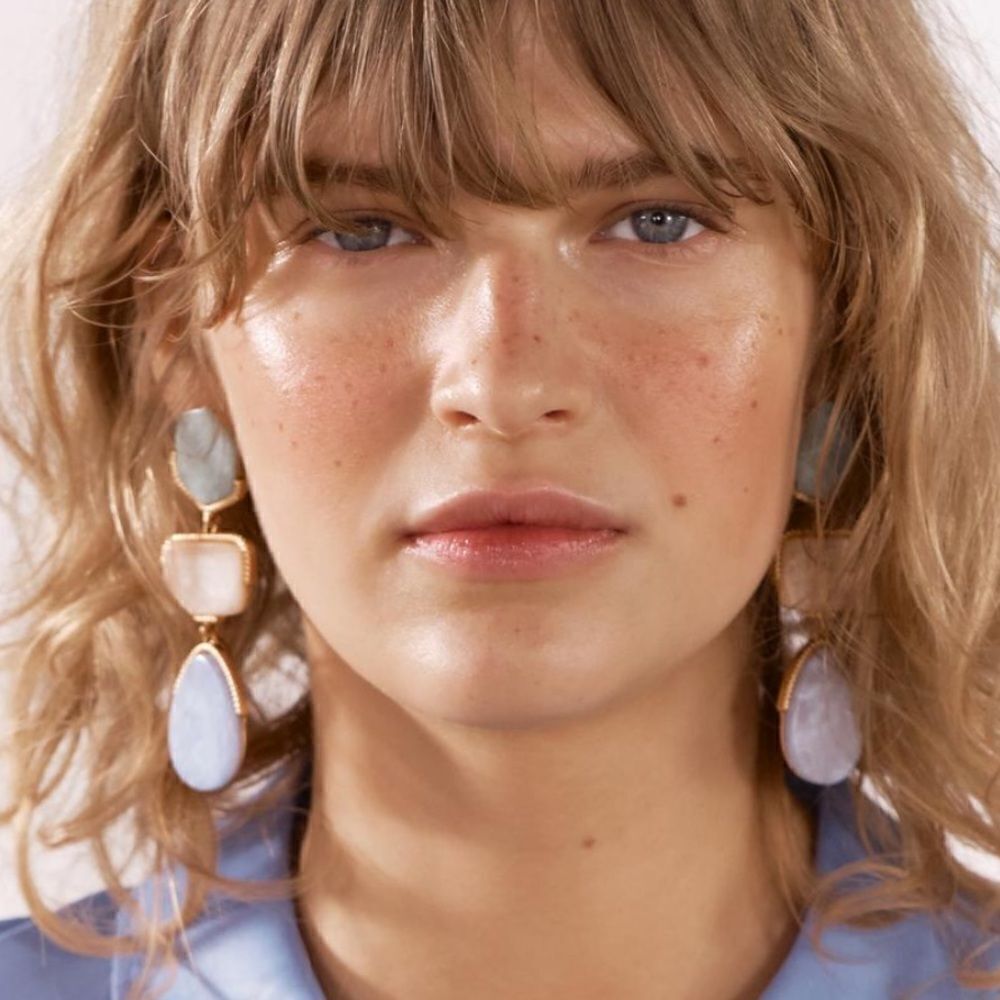Statement blue drop earrings M65